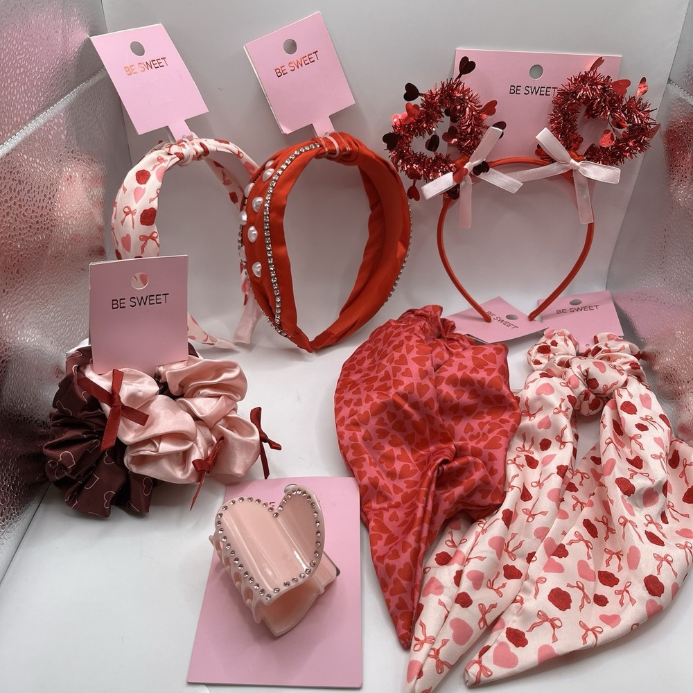 Be Sweet Hair Accessories Lot Headbands Scrunchies Scarf Bow Clip Set 9pc NEW